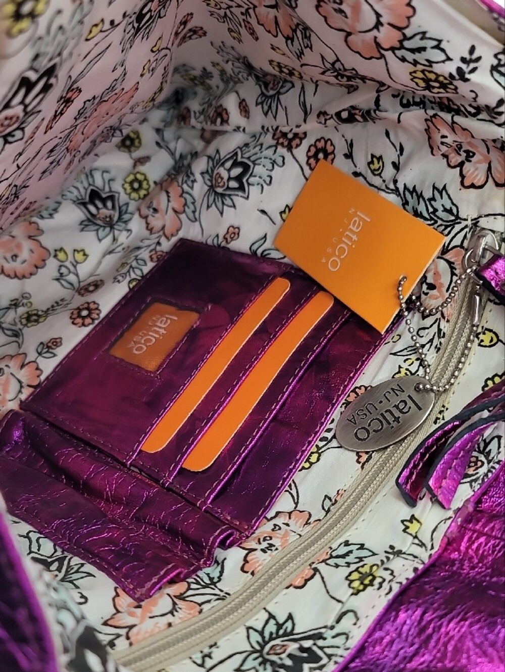 Latico Nwt Metallic Purple Dual Crossbody/Backpack/Shoulder Tote Bag - Picture 4 of 7